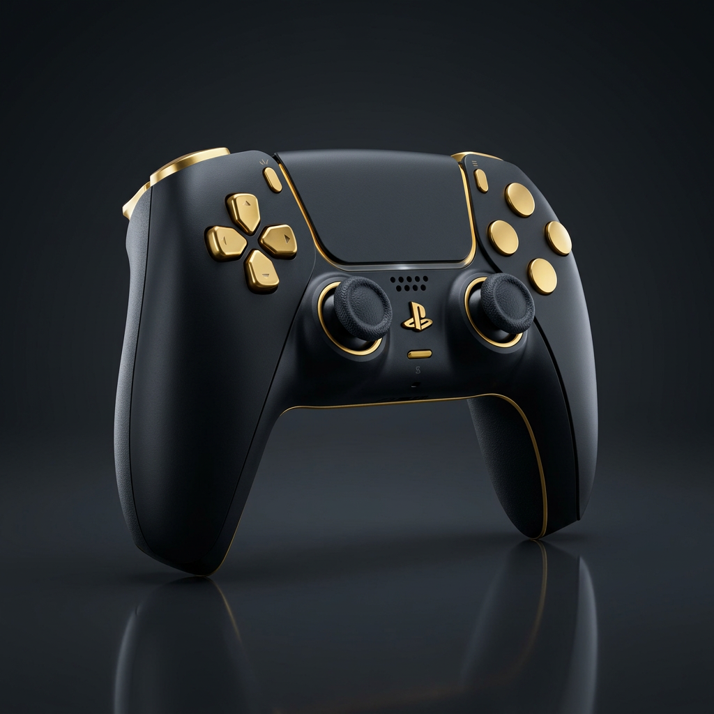 PS5 DualSense Wireless Controller - Midnight Black & Gold