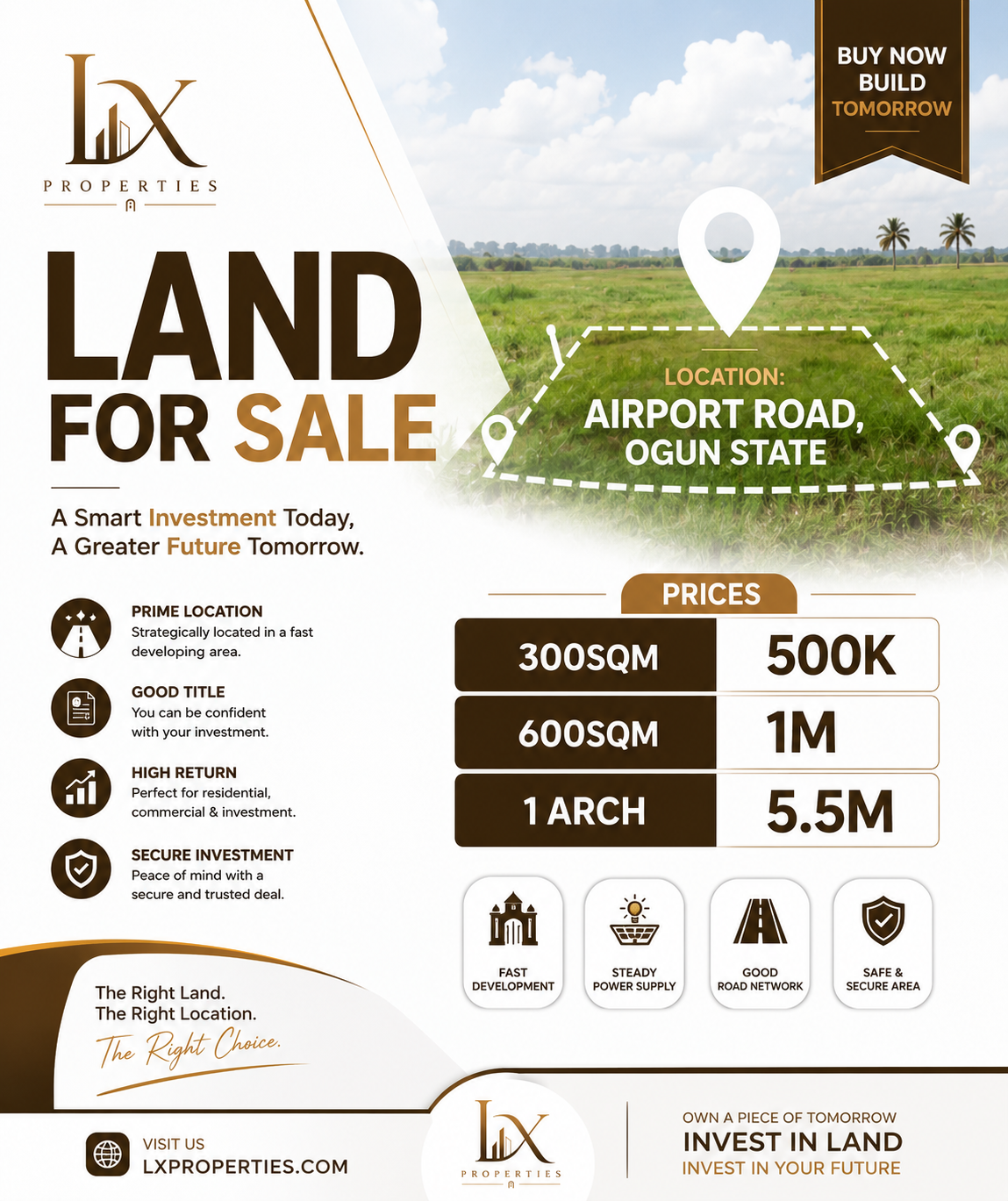 LX Properties land for sale at Airport Road, Ogun State